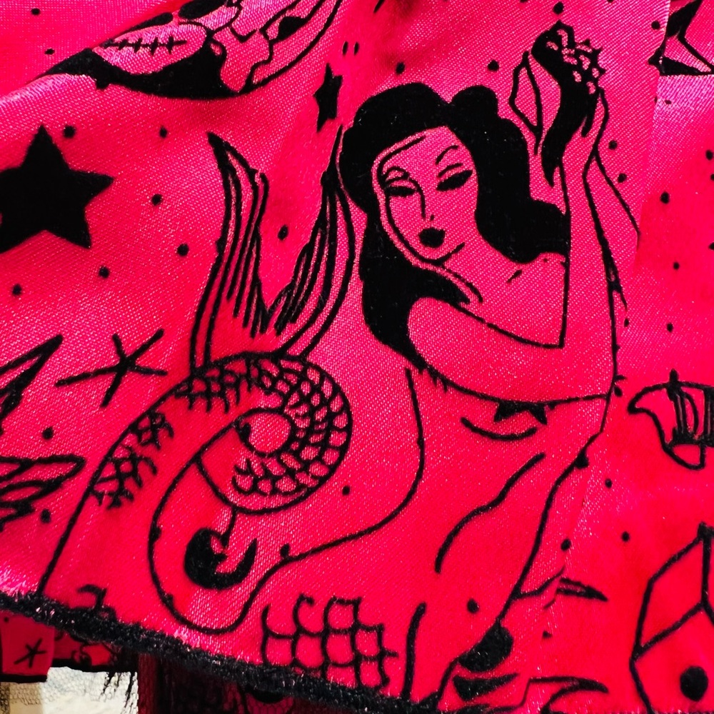 HELL BUNNY Punk Mini Skirt Vintage inspired Size Large with Tool and Ribbon - Picture 11 of 15